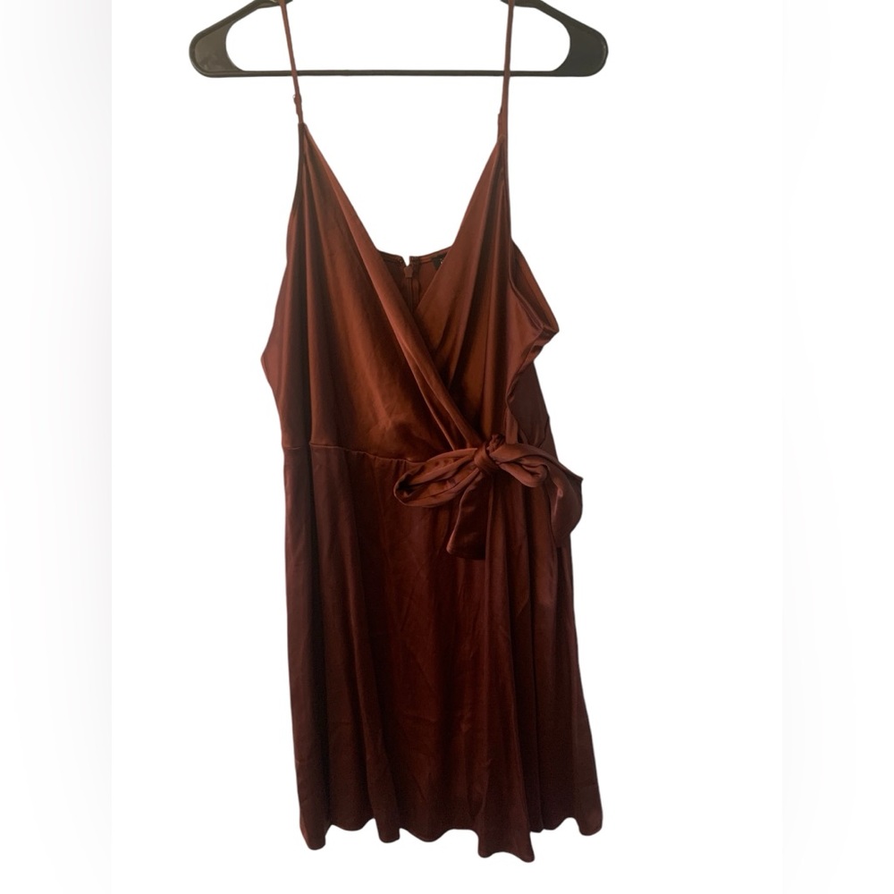 Express Copper Wrap Cocktail Dress Size Xl Zip Closure